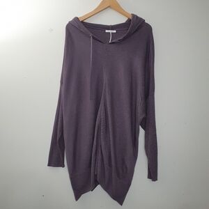 STITCHDROP Pullover Hooded Tunic Sweater In Clove Size 1X